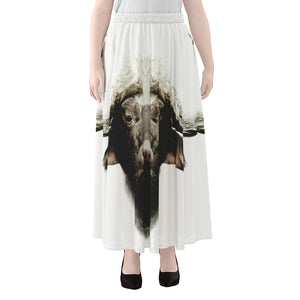 Bull Portrait Print Chiffon Maxi Skirt