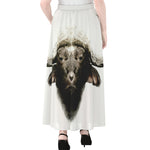 Bull Portrait Print Chiffon Maxi Skirt