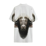 Bull Portrait Print Cotton Hawaiian Shirt