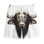 Bull Portrait Print Cotton Shorts