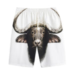 Bull Portrait Print Cotton Shorts
