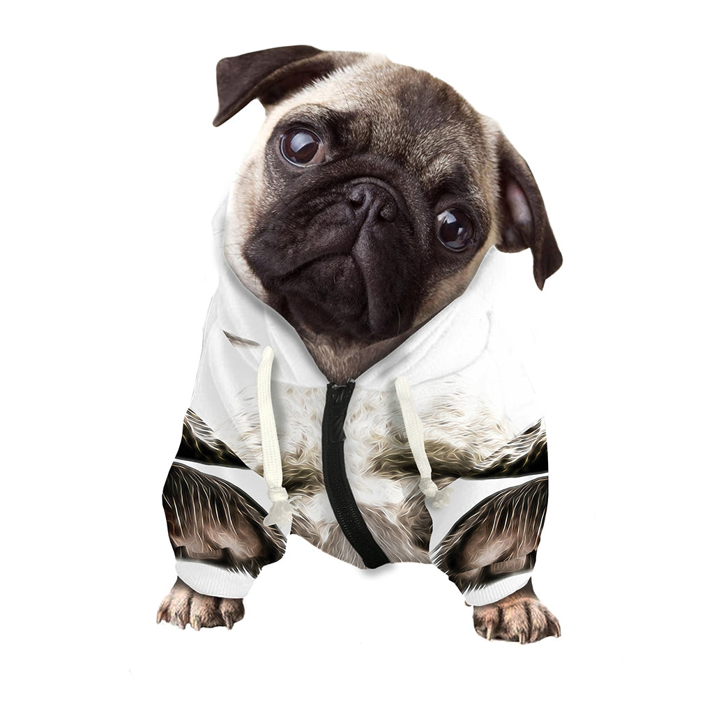 Bull Portrait Print Dog Zip Up Hoodie