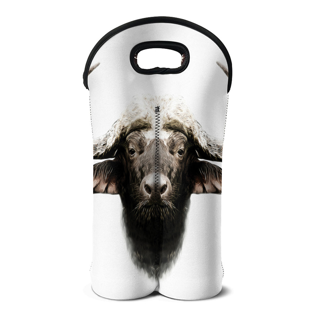 Bull Portrait Print Double Neoprene Wine Tote