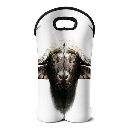Bull Portrait Print Double Neoprene Wine Tote
