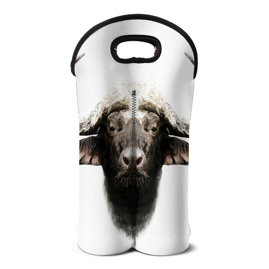 Bull Portrait Print Double Neoprene Wine Tote