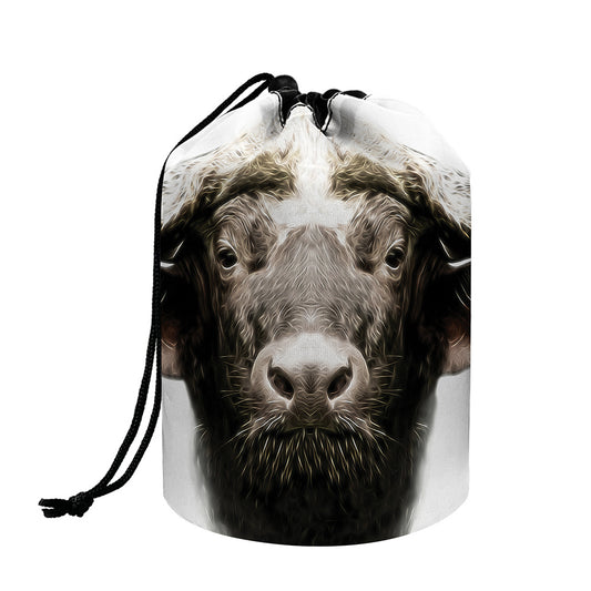 Bull Portrait Print Drawstring Makeup Bag