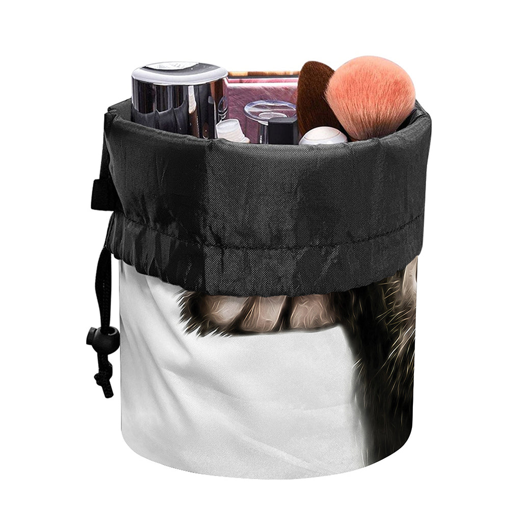 Bull Portrait Print Drawstring Makeup Bag