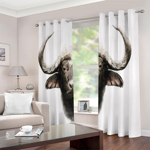 Bull Portrait Print Extra Wide Grommet Curtains