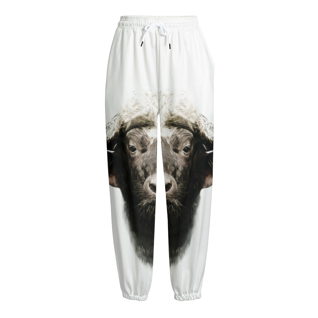 Bull Portrait Print Fleece Lined Knit Pants