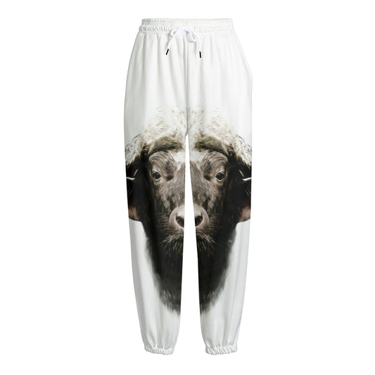 Bull Portrait Print Fleece Lined Knit Pants
