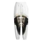 Bull Portrait Print Fleece Lined Knit Pants