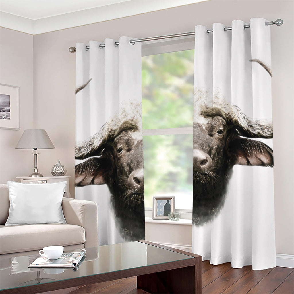 Bull Portrait Print Grommet Curtains