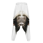Bull Portrait Print Hammer Pants