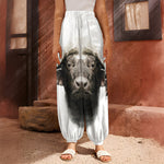 Bull Portrait Print Harem Pants