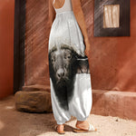 Bull Portrait Print Harem Pants