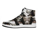 Bull Portrait Print High Top Leather Sneakers