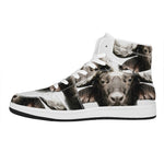 Bull Portrait Print High Top Leather Sneakers