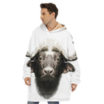Bull Portrait Print Hoodie Blanket