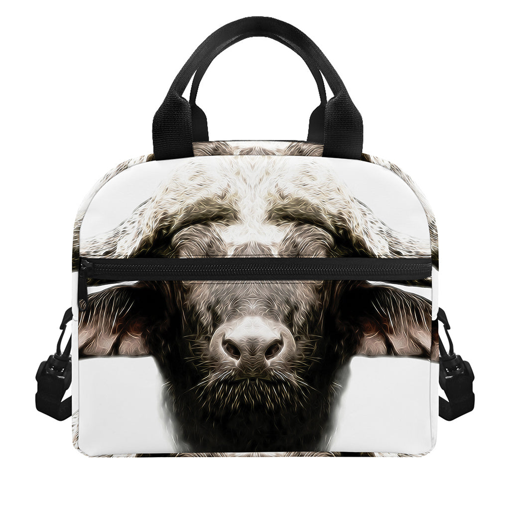 Bull Portrait Print Insulated Lunch Bag