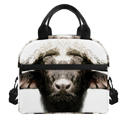 Bull Portrait Print Insulated Lunch Bag