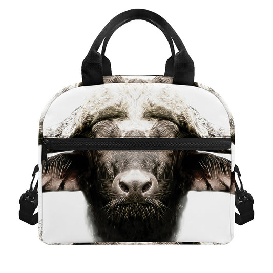 Bull Portrait Print Insulated Lunch Bag