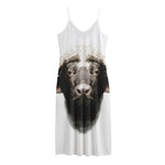 Bull Portrait Print Jersey Midi Cami Dress