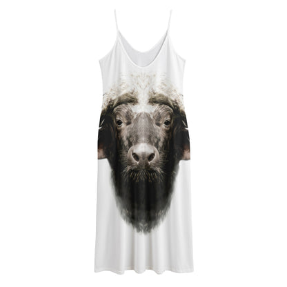Bull Portrait Print Jersey Midi Cami Dress