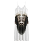 Bull Portrait Print Jersey Midi Cami Dress