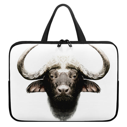 Bull Portrait Print Laptop Sleeve With Handle