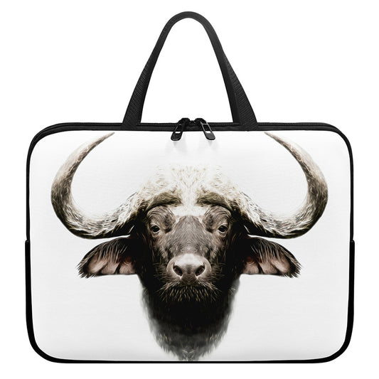 Bull Portrait Print Laptop Sleeve With Handle