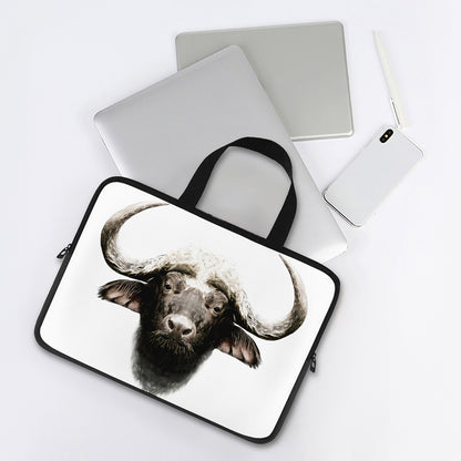 Bull Portrait Print Laptop Sleeve With Handle