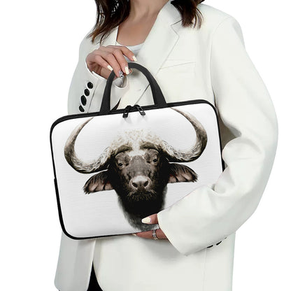 Bull Portrait Print Laptop Sleeve With Handle