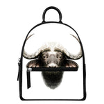 Bull Portrait Print Leather Backpack
