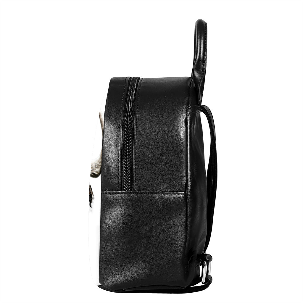 Bull Portrait Print Leather Backpack