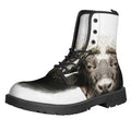 Bull Portrait Print Lace-Up Boots