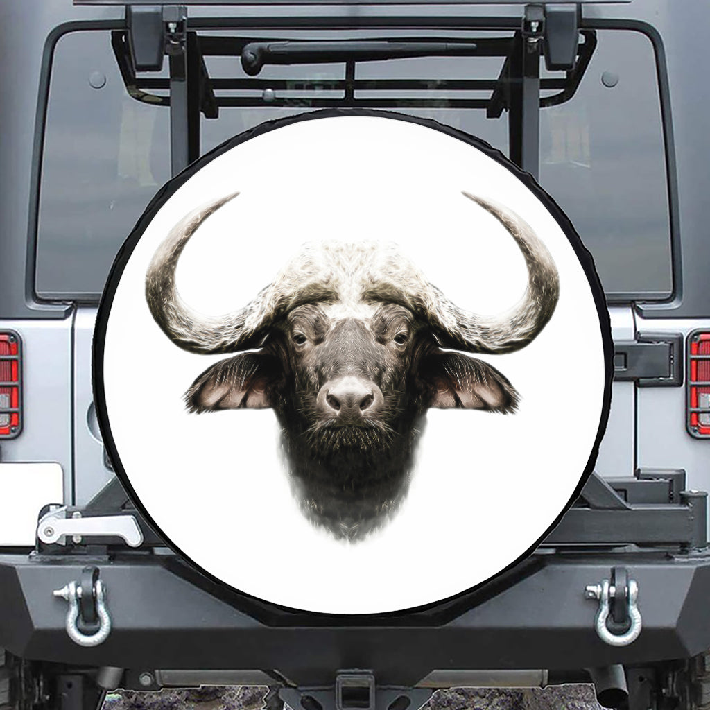 Bull Portrait Print Leather Spare Tire Cover