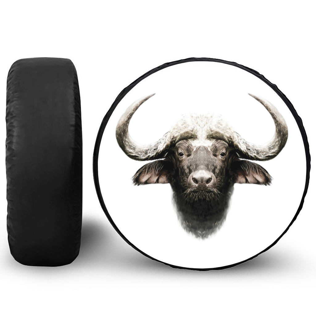 Bull Portrait Print Leather Spare Tire Cover