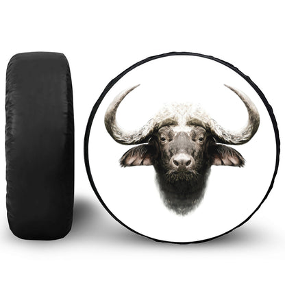 Bull Portrait Print Leather Spare Tire Cover
