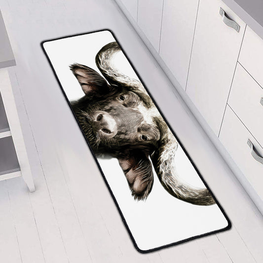 Bull Portrait Print Long Kitchen Mat