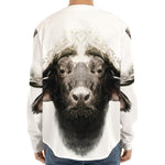 Bull Portrait Print Long Sleeve Baseball Jersey