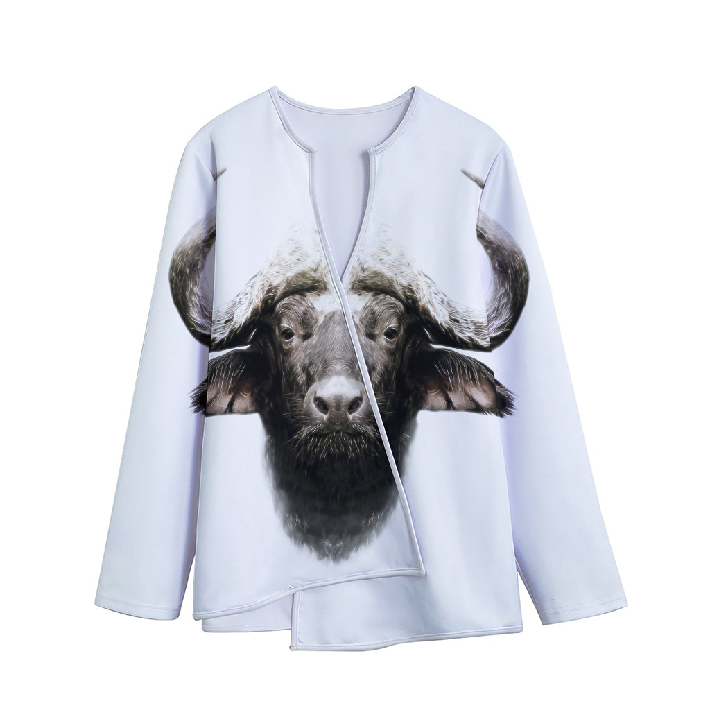 Bull Portrait Print Long Sleeve Short Coat