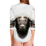 Bull Portrait Print Long Sleeve Swimsuit