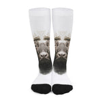 Bull Portrait Print Long Socks
