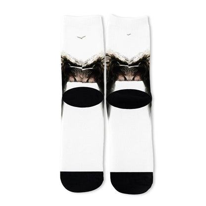 Bull Portrait Print Long Socks