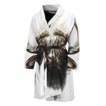 Bull Portrait Print Men's Bathrobe