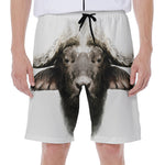 Bull Portrait Print Men's Beach Shorts