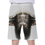 Bull Portrait Print Men's Beach Shorts