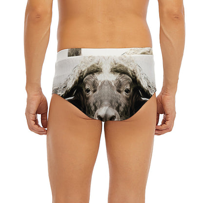 Bull Portrait Print Men's Briefs