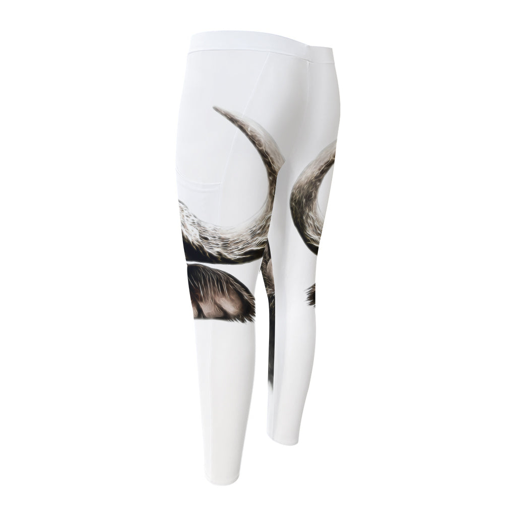 Bull Portrait Print Men's Compression Pants