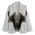 Bull Portrait Print Men's Cotton Blazer